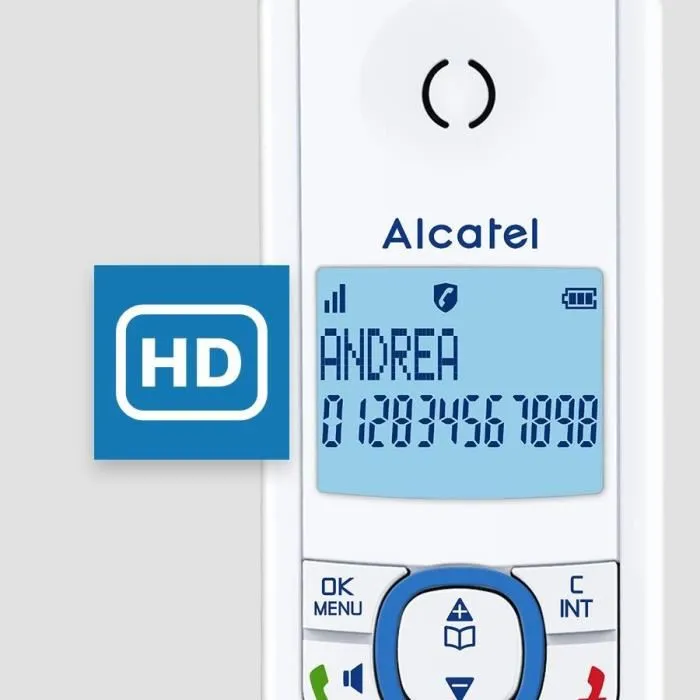 Alcatel F530 Voice - Téléphone sans fil avec répondeur, blocage d'appels, mains libres, 2 mémoires directes, écran rétroéclairé, 100 contacts, Blanc/Bleu Alcatel F530 Voice - Téléphone sans fil avec répondeur, blocage d'appels, mains libres, 2 mémoires directes, écran rétroéclairé, 100 contacts, Blanc/Bleu