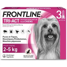 Frontline Tri-Act Chien - Anti-puces et anti-tiques - 5-10kg - 3 pipettes