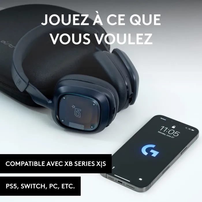Logitech G A30 Casque Gamer Sans Fil Bluetooth LIGHTSPEED Dolby Atmos pour PS5 PS4 PC MAC Mobile - Bleu Marine