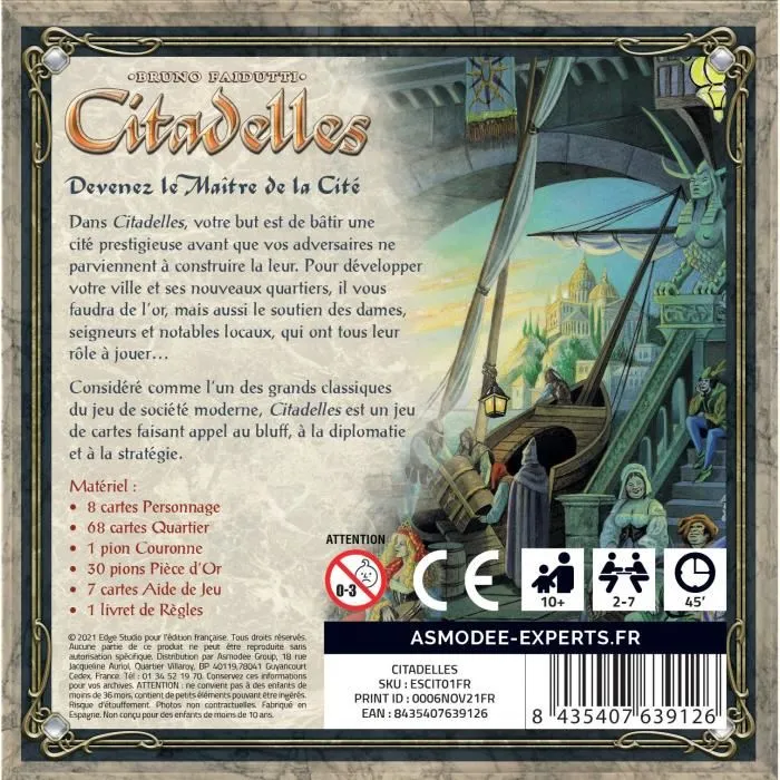 Asmodee Citadelles Classique - Jeu de société de stratégie et de bluff, univers médiéval fantastique, 2 à 7 joueurs, à partir de 10 ans
