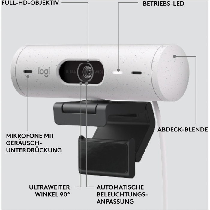 Logitech Brio 500 Webcam Blanc cassé Full HD USB-C Logitech Brio 500 Webcam Blanc cassé Full HD USB-C
