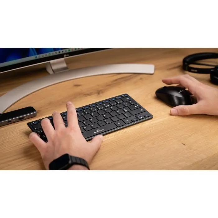 Bluestork Pack Mini - Clavier et souris sans fil compact et ultra-mince, compatible Windows et Mac, Noir