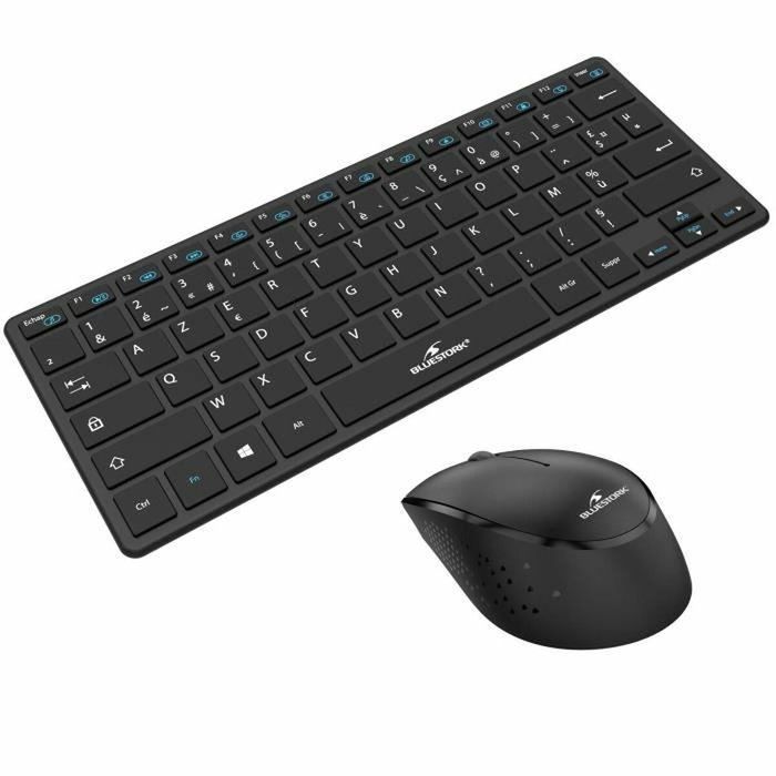 Bluestork Pack Mini Clavier et Souris Sans Fil Noir
