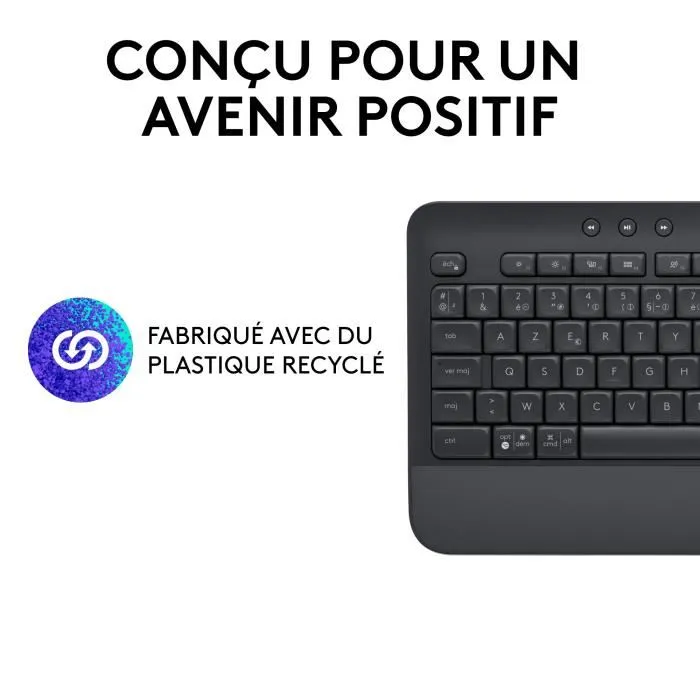 Logitech Signature K650 - Clavier sans fil ergonomique AZERTY avec repose-poignets intégré - Confort, raccourcis, résistant aux éclaboussures - Graphite