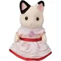 Sylvanian Families Figurine miniature 5646 - Fille chat bicolore et son goûter d'anniversaire, 25 accessoires, jouet pour enfant dès 3 ans, garantie 2 ans