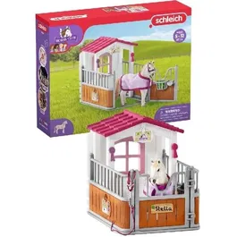Schleich 42368 Horse Club - Box avec jument Lusitanienne, coffret de figurines avec 12 éléments et 1 cheval, jouet pour enfant dès 5 ans