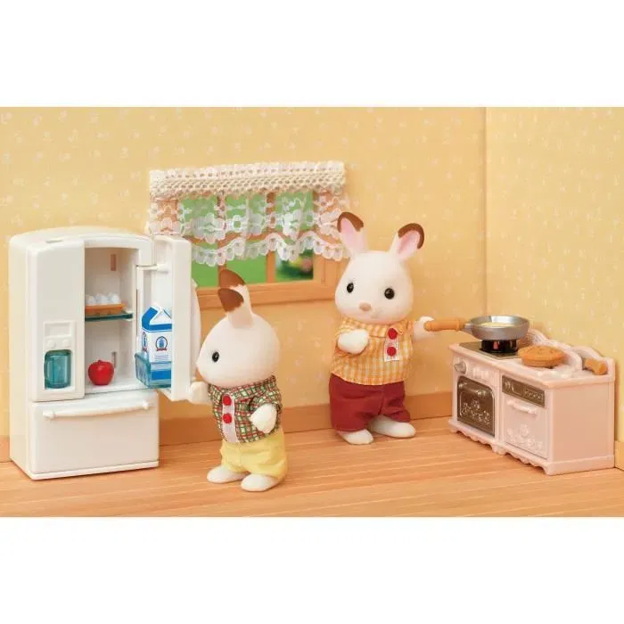 Sylvanian Families Set d'ameublement cosy cottage avec figurine maman lapin chocolat 5449 - Pour maisons de poupées - À partir de 3 ans