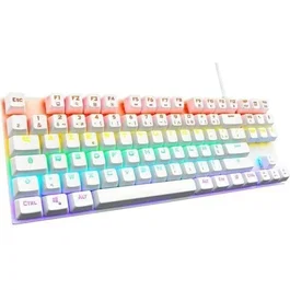 The G-Lab Clavier Gamer Mécanique KEYZ MERCURY TKL Blanc avec Switch Rouge et Rétroéclairage RGB Rainbow, Compatible PC, PS4, PS5, Xbox