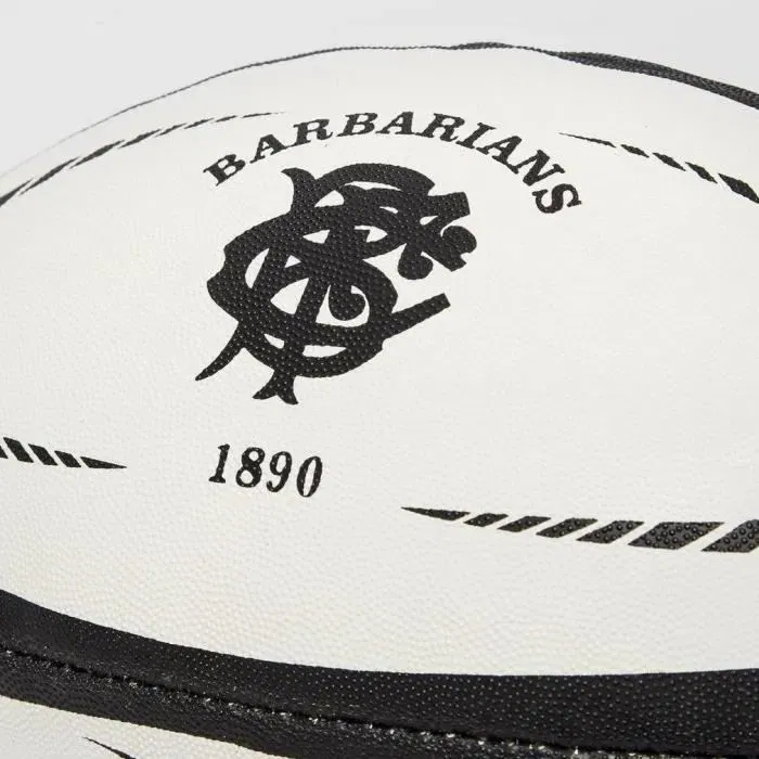 Gilbert Ballon de rugby REPLICA Barbarians - Taille 5 - Adulte - Blanc et Noir