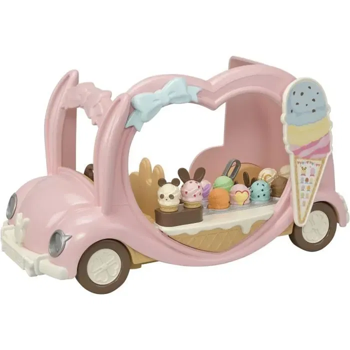 Sylvanian Families 5651 - Jouet Camion de Glaces Ambulant avec Plus de 30 Accessoires - Figurines Compatibles - Pour Enfants à Partir de 3 Ans - Rose