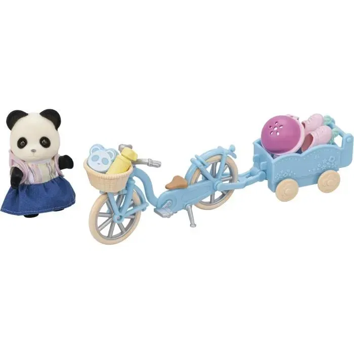Sylvanian Families 5652 - La Fille Panda avec Vélo et Remorque, Accessoires et Patins à Roulettes - Jouet Extérieur Enfant dès 3 Ans