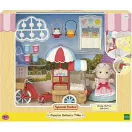 Sylvanian Families - Figurine miniature La maman mouton et son stand de popcorn avec tricycle et poignée rotative - Set de jeu