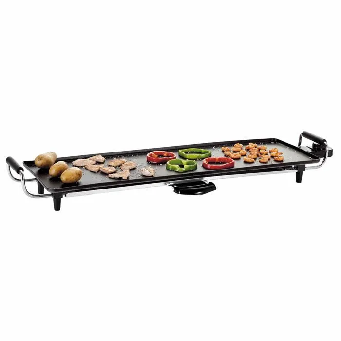 Livoo DOM182 Plancha Teppan Yaki électrique, gril 70 x 23 cm avec revêtement anti-dérapant et plaque amovible, 1800 W, noir