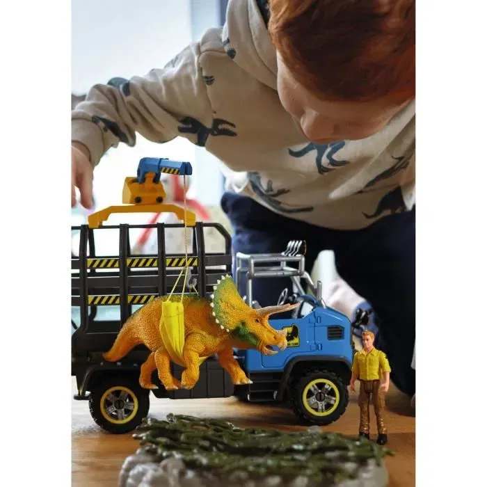 Schleich 42565 - Mission de transport Dino, coffret de 43 pièces avec figurine Tricératops et camion, jouet dinosaure pour enfants dès 4 ans Schleich 42565 - Mission de transport Dino, coffret de 43 pièces avec figurine Tricératops et camion, jouet dinosaure pour enfants dès 4 ans