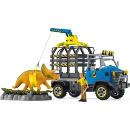 Schleich 42565 - Mission de transport Dino, coffret de 43 pièces avec figurine Tricératops et camion, jouet dinosaure pour enfants dès 4 ans
