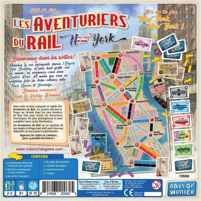Asmodee Les Aventuriers du Rail : New York - Jeu de société AC-DÉCO - Version rapide et compacte - En français - Pour 2 à 4 joueurs de 8 ans et plus