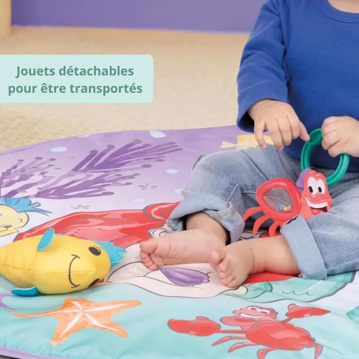 Disney Baby - Tapis d'éveil bébé évolutif Arche La Petite Sirène avec jouets sensoriels, musique et lumières, cadeau pour nouveau-né