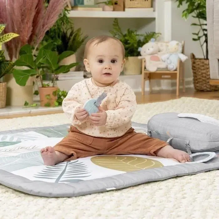 Ingenuity Tapis d'éveil bébé Petit Eléphant, 1x1 m, 12 cartes d'éveil mensuelles, 5 jouets détachables, lavable en machine, 0-3 ans Ingenuity Tapis d'éveil bébé Petit Eléphant, 1x1 m, 12 cartes d'éveil mensuelles, 5 jouets détachables, lavable en machine, 0-3 ans