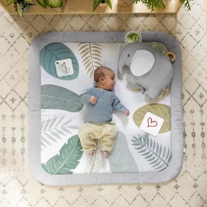 Ingenuity Tapis d'éveil bébé Petit Eléphant, 1x1 m, 12 cartes d'éveil mensuelles, 5 jouets détachables, lavable en machine, 0-3 ans Ingenuity Tapis d'éveil bébé Petit Eléphant, 1x1 m, 12 cartes d'éveil mensuelles, 5 jouets détachables, lavable en machine, 0-3 ans