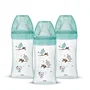 Dodie Lot de 3 Biberons Anti-Colique Verre 270 ml, 0-6 Mois, Tétine Ronde Débit 2 Moyen, Système 3 Vitesses