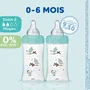 Dodie Lot de 3 Biberons Anti-Colique Verre 270 ml, 0-6 Mois, Tétine Ronde Débit 2 Moyen, Système 3 Vitesses