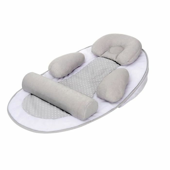 Tineo Cocon de Sommeil Bébé - Réducteur de Lit Incliné 10° Gris - 58x40cm