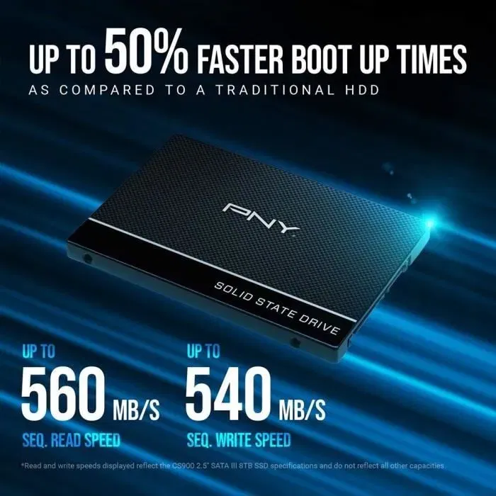 PNY CS900 - SSD interne 2.5'' SATA III - 2 To - Vitesse de lecture jusqu'à 550 Mo/s, écriture 515 Mo/s