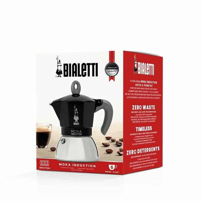 Bialetti New Moka Induction - 6 Tasses - Noir et Gris Métallisé