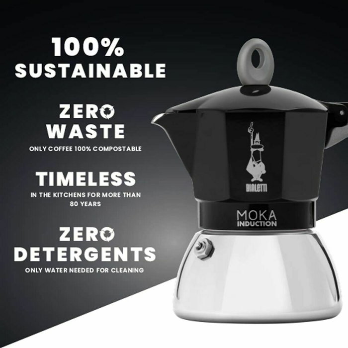 Bialetti New Moka Induction - 6 Tasses - Noir et Gris Métallisé