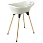 Thermobaby VASCO - Pack baignoire bébé 5 en 1 avec transat Babycoon et thermomètre, blanc muguet, pour nouveau-né, design moderne, fabrication française