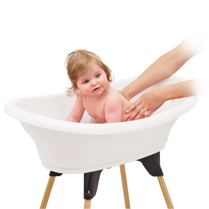 Thermobaby VASCO - Pack baignoire bébé 5 en 1 avec transat Babycoon et thermomètre, blanc muguet, pour nouveau-né, design moderne, fabrication française