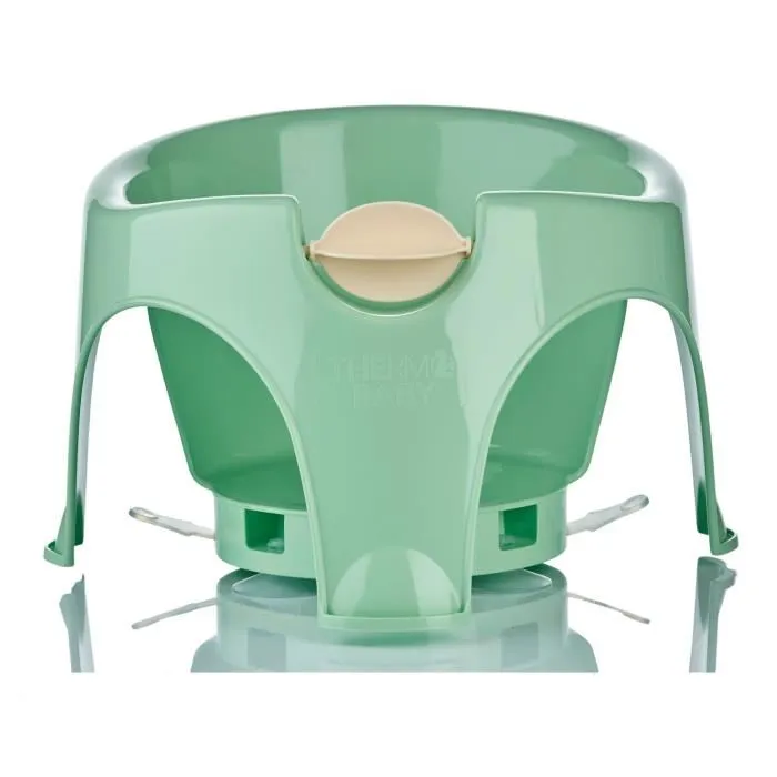 Thermobaby Anneau de bain AQUAFUN pour bébé 7-16 mois - Siège de bain stable avec dossier et accoudoirs vert céladon - Fabriqué en France