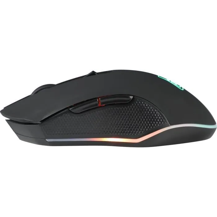 The G-Lab KULT HELIUM - Souris Gaming Sans Fil, RGB, 6 Boutons, 6400 DPI, Noire, Autonomie Jusqu'à 100 Heures - Forme Ergonomique