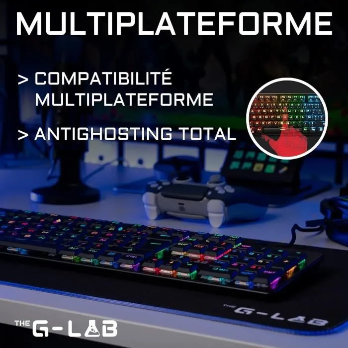 The G-Lab KEYZ PLATINIUM - Clavier Gaming Mécanique Filaire Low Profile - Switches Rouge, Rétroéclairage RGB, Format Azerty, Noir - Compatible PC, PS, Xbox The G-Lab KEYZ PLATINIUM - Clavier Gaming Mécanique Filaire Low Profile - Switches Rouge, Rétroéclairage RGB, Format Azerty, Noir - Compatible PC, PS, Xbox