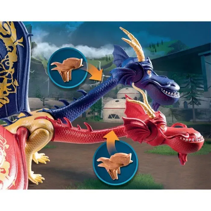 Playmobil 71080 - Jouet Dragons Nine Realms, Figurines WuWei et Jun avec 2 Têtes de Dragon à Projectiles, pour Enfants dès 4 Ans