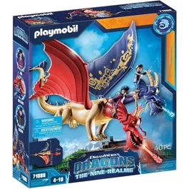 Playmobil 71080 - Jouet Dragons Nine Realms, Figurines WuWei et Jun avec 2 Têtes de Dragon à Projectiles, pour Enfants dès 4 Ans