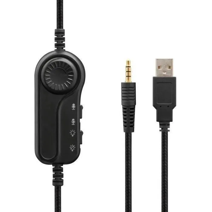 Casque Gamer The G-Lab KORP RADIUM - Filaire - Microphone Détachable - Éclairage RGB - Noir - Son Stéréo Haute Qualité - Confortable avec Oreillettes Rotatives et Arceau Ajustable