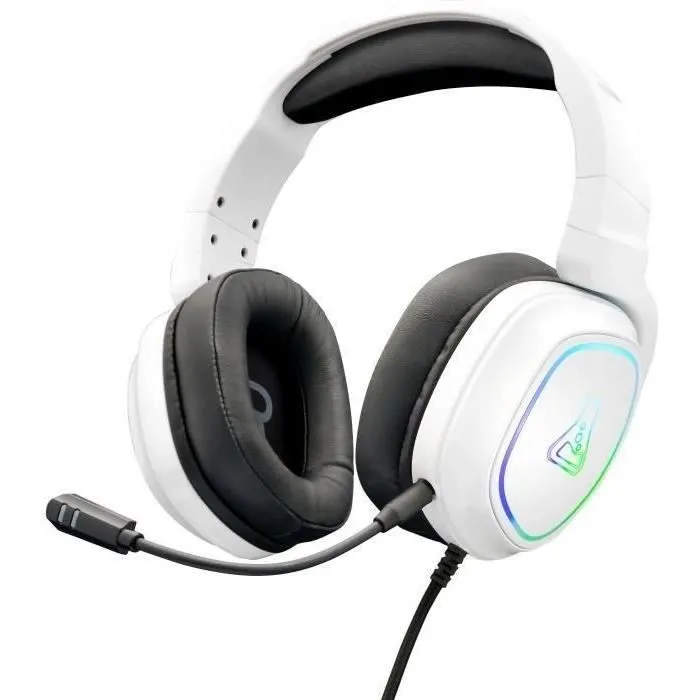 The G-Lab KORP RADIUM - Casque gamer filaire avec éclairage RGB, son stéréo haute qualité, microphone détachable flexible et oreillettes confortables - Blanc The G-Lab KORP RADIUM - Casque gamer filaire avec éclairage RGB, son stéréo haute qualité, microphone détachable flexible et oreillettes confortables - Blanc