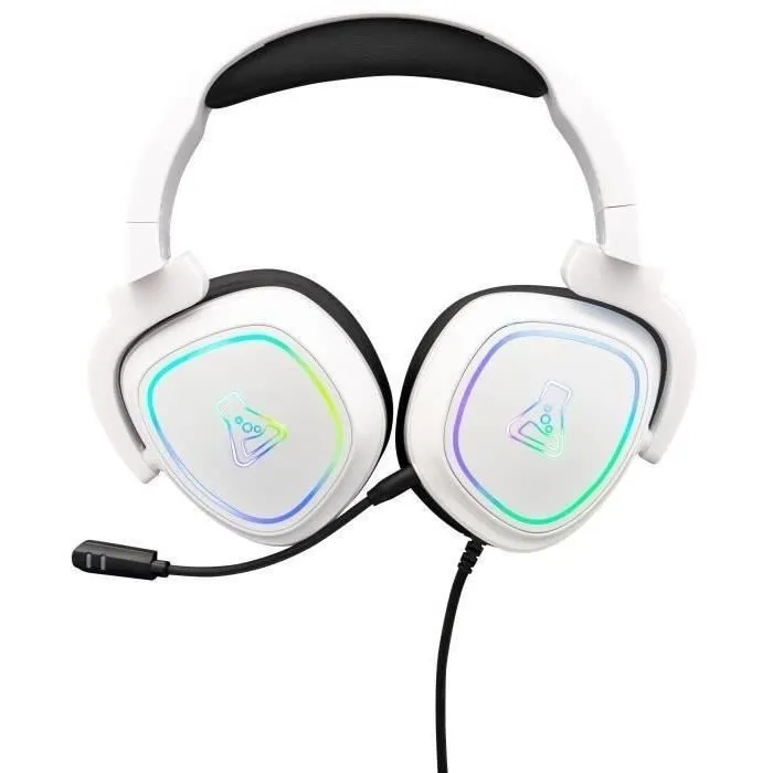 The G-Lab KORP RADIUM - Casque gamer filaire avec éclairage RGB, son stéréo haute qualité, microphone détachable flexible et oreillettes confortables - Blanc The G-Lab KORP RADIUM - Casque gamer filaire avec éclairage RGB, son stéréo haute qualité, microphone détachable flexible et oreillettes confortables - Blanc
