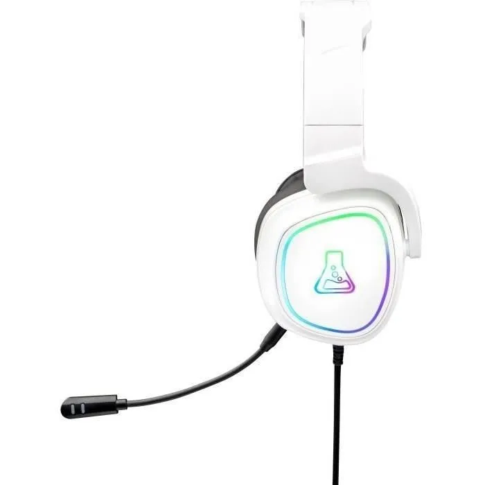 The G-Lab KORP RADIUM - Casque gamer filaire avec éclairage RGB, son stéréo haute qualité, microphone détachable flexible et oreillettes confortables - Blanc The G-Lab KORP RADIUM - Casque gamer filaire avec éclairage RGB, son stéréo haute qualité, microphone détachable flexible et oreillettes confortables - Blanc