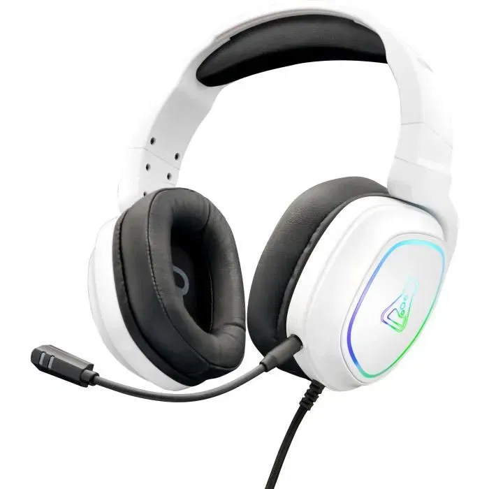 The G-Lab KORP RADIUM - Casque gamer filaire avec éclairage RGB, son stéréo haute qualité, microphone détachable flexible et oreillettes confortables - Blanc The G-Lab KORP RADIUM - Casque gamer filaire avec éclairage RGB, son stéréo haute qualité, microphone détachable flexible et oreillettes confortables - Blanc