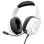 The G-Lab KORP RADIUM - Casque gamer filaire avec éclairage RGB, son stéréo haute qualité, microphone détachable flexible et oreillettes confortables - Blanc