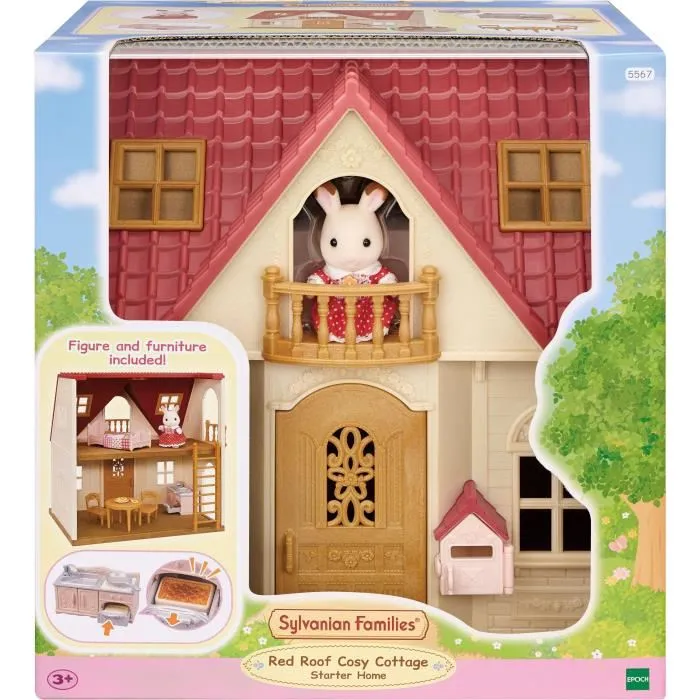 Sylvanian Families 5567 Maison Cosy Cottage du Village avec Fille Lapin Chocolat et Meubles - Figurines Jouet à Partir de 3 Ans