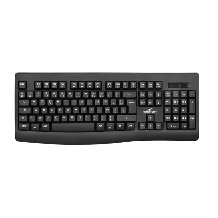 Bluestork Pack Clavier et Souris Sans Fil Rechargeable avec Dongle Unique - Noir - Clavier de Bureau Silencieux