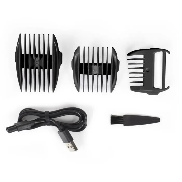 Livoo Tondeuse Aspirante sans fil pour Cheveux, Barbe et Corps - 3 Sabots (0-12 mm) - Autonomie 50 min - Étanche IPX7