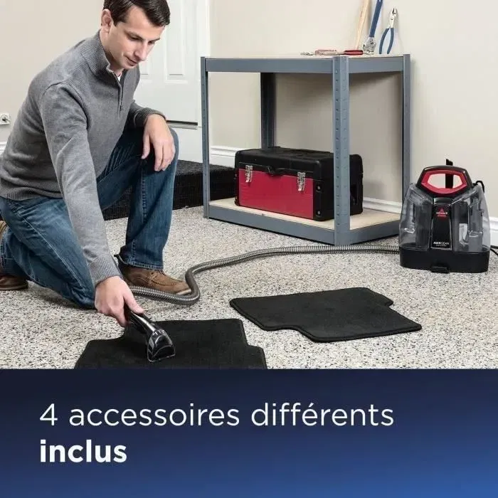 Bissell Multiclean Spot & Stain 4720M - Nettoyeur vapeur portable pour taches sur multi-surfaces, tapis et tissus, avec 3 accessoires