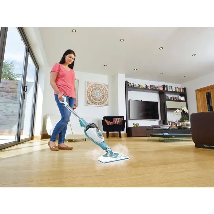 Black + Decker BHSM168U-QS Balai vapeur filaire multifonction 1600W avec 7 accessoires pour sols durs - Réservoir 500 ml, prêt en 15 sec, élimine 99,9% des bactéries