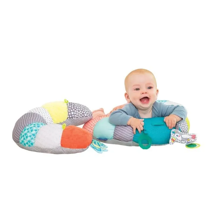 Infantino Coussin d'Activités 2-en-1 Tummy Time - Coussin Évolutif de Jeu et d'Éveil pour Bébé de 0 à 18 Mois - Support Amovible, Multicolore (36x21x27 cm)