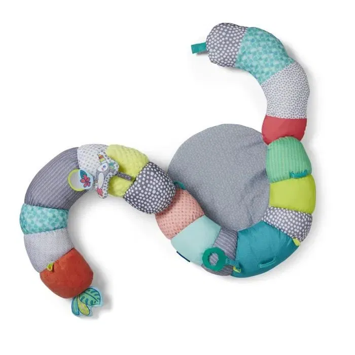 Infantino Coussin d'Activités 2-en-1 Tummy Time - Coussin Évolutif de Jeu et d'Éveil pour Bébé de 0 à 18 Mois - Support Amovible, Multicolore (36x21x27 cm)
