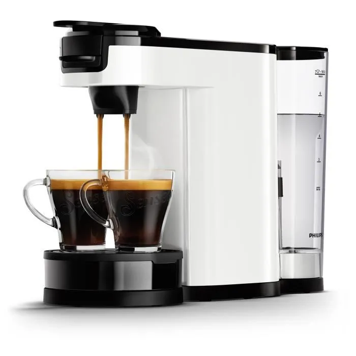 Philips HD6592/05 Senseo Switch - Machine à café 2-en-1 pour dosettes et café filtre, avec verseuse isotherme, arrêt automatique, blanc